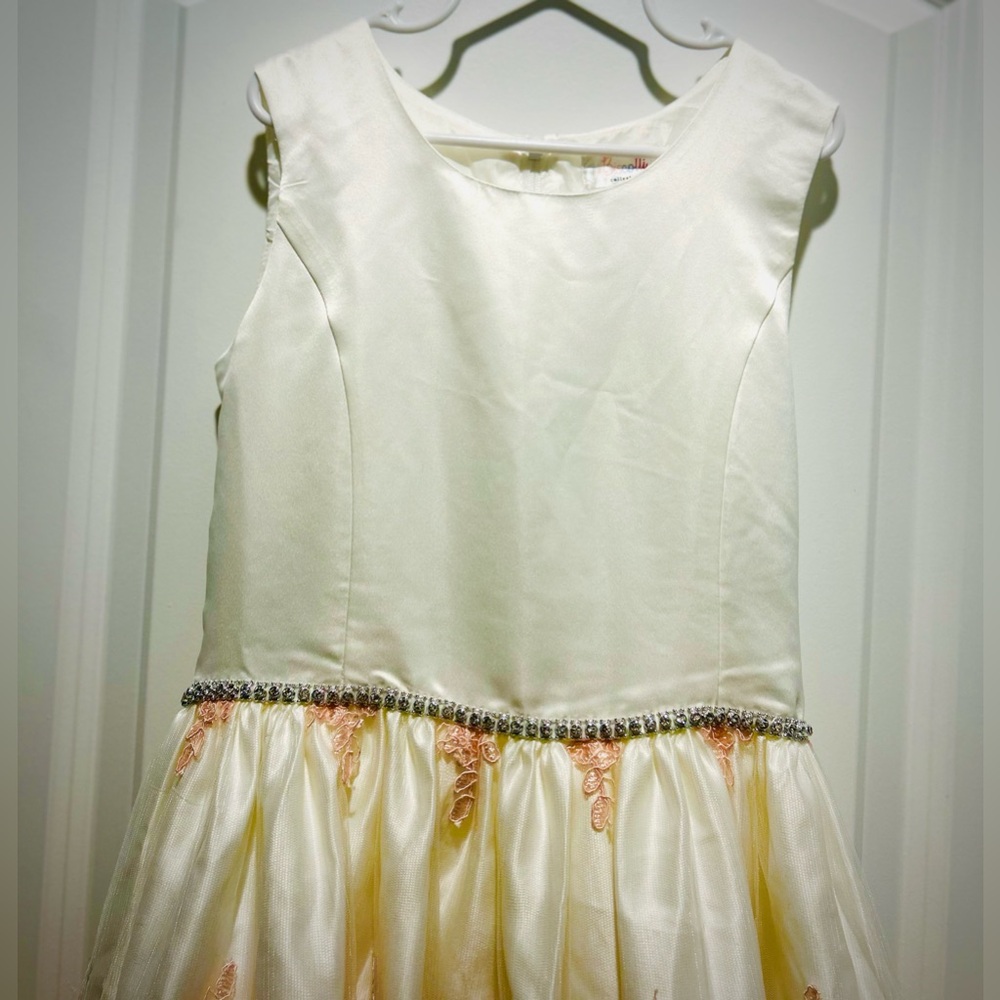 Flower Girl Embroidered Formal Dress Easter Dress Church Wedding Guest Sz 12 - Picture 2 of 7